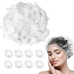 100 PCS Plastic Disposable Shower Caps,Thick Waterproof Elastic Plastic Shower Caps,Shower Cap Disposable Elastic Bath Cap Waterproof Hair Caps for Home Use, Hotel, Spa, and Hair Salon