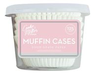 White Paper Muffin Cases, 125 Pack - Disposable & Stylish Design, Ideal for Baking Muffins, Cupcakes, Fairy Cakes, Buns, & More