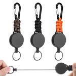 Vicloon Retractable Badge Reel, 3Pcs Retractable Keyring, Heavy Duty Carabiner Keychain Reel Clips Extendable Key Chain with 60cm Extendable Steel Wire for ID Card Holder (Gourd Buckle)