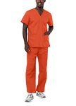 Adar Universal Unisex Scrubs - Unisex Drawstring Scrub Set - 701 - Mandarin Orange - L