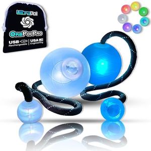 OrbPoi Pro Set - Orb Poi Pro w/LED UltraKnob Pro Handles - USB Rechargeable Contact LED Poi Balls w/40+ Color Modes & Patterns - LED Poi Spinning Balls w/Soft Durable Cases - Flow Arts Toy, UltraPoi
