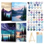 Ninonly Paint by Numbers for Adults 4 Pack (Framed), 9x12 Inch DIY Painting by Number Kit Include 10 Multi-Sized Brushes Table Easel for Paint Beginners