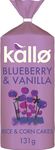 Kallo Blueberry & Vanilla Corn & Rice Cakes, Wholegrain Low Fat Healthy Snacks for Adults & Children, Vegan Friendly, Gluten Free, No Artificial Flavours or Preservatives, Single Pack – 1 x 131g