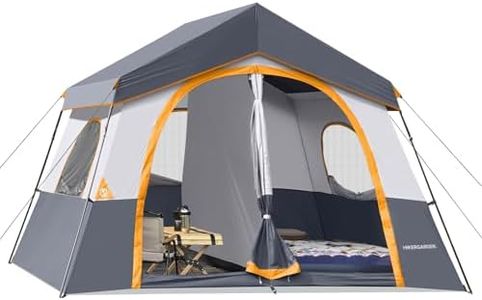 HIKERGARDEN 8 Person Camping Tent - Portable Family Cabin Tent for Camp, Windproof Fabric Camp Tent Outdoor for Hiking, Backpacking, Traveling-12'x9'x80in(H) (Gray)