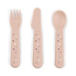 Done by Deer Foodie Cutlery Set Happy Dots Powder - Perfect for Kids Learning to Eat on Their Own - 100% Food Grade PP & free of PBA - Easy to Clean & Dishwasher Safe