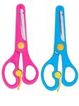Kids Safety Scissors Set of 2, Blunt Tip Children's Safety Scissors, Pink and Blue, Child Friendly Safety Cutter