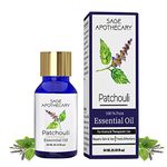 Sage Apothecary Patchouli Essential Oil 100% Pure & Preservative Free for Therapeutic grade for Skin Care, Hair Care, Relief from Stress, Anxiety and Aromatherapy 10 ML