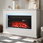 INMOZATA Electric Fire with Surround 50inch White Free Standing Electric Fireplace and Surround Heating Realistic Led Flame Effect 7 Color Setting Large Electric Fire Suite Heater with Remote