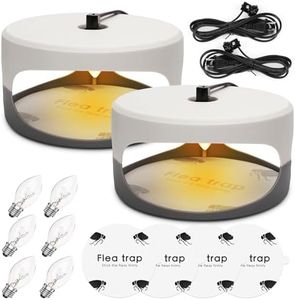 Flea Trap,2 Pack Flea Traps for Inside Your Home,Indoor Flea Light,Bed Bug Killer with Sticky Pads & Light Bulb Replacement,Odorless Natural Flea Insect Infestation Treatment Trap for Kid Pet