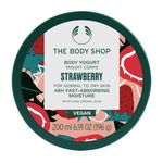 The Body Shop Vegan Body Yogurt Strawberry Cream, 200 Ml - For NormaL To Dry Skin | Instant 48 Hr Moisture | Vegan