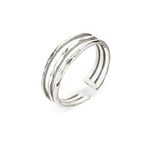 Annika Bella Sterling Silver Ring for Women, Stacking Rings, Open Adjustable Ring, Fits Sizes Between US6 - US9, Double Band, Signet, Dome, Chunky, Chain Rings (Triple Band)