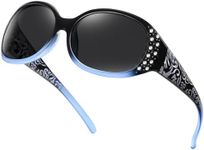 HAOLOTA Polarized Sunglasses for Women, Rhinestone Wrap Around Sunglasses with UV400 Protection