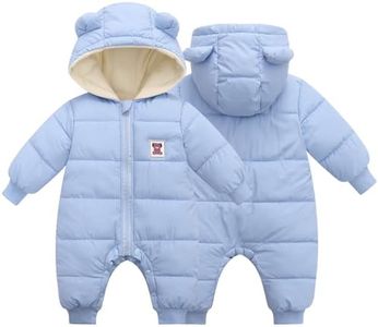 BYFRI Baby Boys Girls Snowsuit Infant Winter Clothes 12-18 Months Bear Hooded Jumpsuit Toddler Cozy Snow Outfit Newborn Down Coat for Unisex