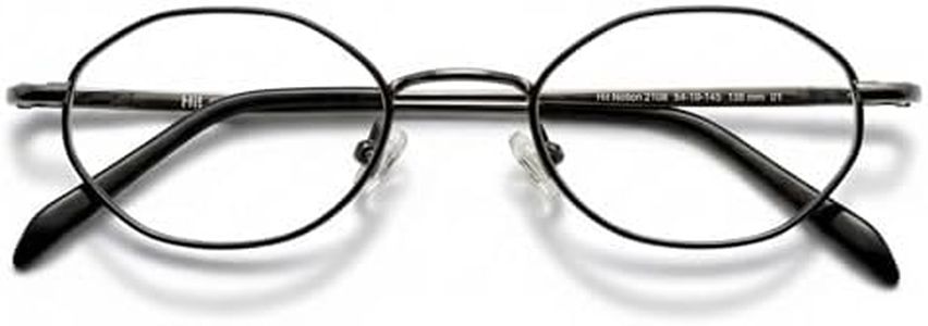 Hit Notion Modified Oval Prescription Eyeglass Frames for Men Women - Metal Full Rim - Gunmetal Black - 43-20-135 - Lightweight Comfortable Fit