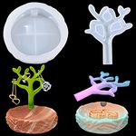 Rolin Roly 2 Pcs Storage Box Resin Molds Jewelry Epoxy Silicone Tree Bud Casting Mold Organizer Stand Molds for DIY Crafts Display Home Decorations