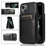 Felico Wallet Case Compatible with iPhone, [Kickstand Feature] [Card Holder] PU Leather Protective Cover, Embossed Mandala Pattern Flower 4 Card Slots Magnetic Shockproof Flip Cases 6.1 Inch Black