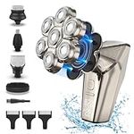 BlueFire Head Shaver for Men, Waterproof 7 Head Mens Electric Razors Wet and Dry Smooth Rotary Shavers Special Designed for Cordless Bald Head and Face Shaving