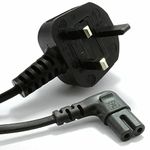 Mr. Gadget's Solutions® Right Angle Figure Fig of 8 IEC C7 Mains Power Lead Cable for Laptop TV Power Cord UK Plug Black – 1m