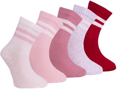 Petit Minou Noodle Kids Seamless-Toe Turkish Cotton Crew Socks (5-Pack) (US, Age, 10 Years, 12 Years, Ribbon)