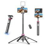 ULANZI New MT-44 B Extendable Phone Tripod, Four-Leg Tripod, 59" Selfie Stick Vlog Stand with 2 in 1 Phone Clip, Black