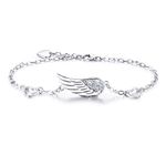 Billie Bijoux Bracelet for Women 925 Sterling Silver Angel Wings Bracelet Adjustable Chain Diamond Bracelet Gifts for Women Mom Wife