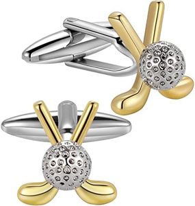 HAWSON Silver Tone Golf Cufflinks for Men Shirt,Best Novelty Cuff links for Boys.