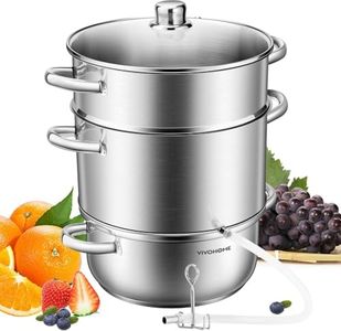 VIVOHOME Stainless Steel Steam Juicer Fruit Vegetables Juice Steamer Extractor Pot 27.5 cm 9.3 Qt with Tempered Glass Lid, 2 Hose, Clamp, Loop Handles