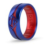 Enso Rings DC Comics Collection - Breathable Silicone Ring - Etched Design - Comfortable and Safe - Superman - Size 10