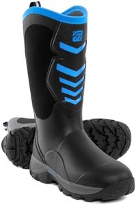 WOVENPAK Rubber Boots for Men, Mens Boots Waterproof Insulated Hunting Boots with Steel Shank, Neoprene Rubber Work Mud Boots Outdoor All Season, Size 6