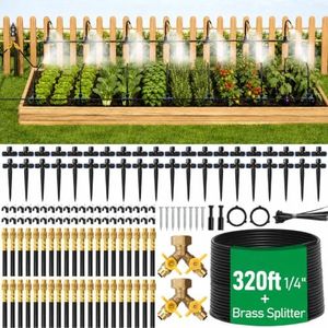Bluepro 320FT Drip Irrigation System with Brass Splitter & Copper Nozzles