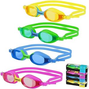 Delfina Toddler Swimming Goggles – 2 to 7 Years Old Kids Swim Goggles - Comfortable No Leak Anti-Fog Kids Goggle for Swimming | Boys and Girls Pool Goggle | 4 Pack