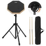 awagas Silent Drum Practice Pad Set, 22-35" Height, Thicken 2.5cm/1" 2-Side Rubber Drum Pad 8'' with 5A Drum Sticks& Waterproof Storage Bag, Training Drumer Set (black)