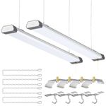 2 Pack 100W LED Shop Lights, 1.1M 3.6FT Shop Light Linkable Hanging Mount Fixture, 5000K 14,000LM Shop Lighting for Workshop Warehouse with Plug and ON/Off Pull Chain, 110V, 120V