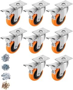 ASRINIEY Caster Wheels, 4" Casters Set of 8 Heavy Duty - Dual Pedal Locking Casters with ON/Off Tabs (Easier to Operate), Swivel Plate Caster, No Marks Castor Wheels for Carts Furniture and Workbench