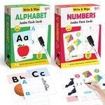 Little Berry Write & Wipe Flash Cards: Alphabets & Numbers (Jumbo Size) | 64 Reusable Cards with Marker Pen | Gifts, Travel Toy & Preschool Learning for Kids Ages 3 to 6 | Early Learning & Development