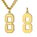 GOLDCHIC JEWELRY Sports Team Necklace Customized 18K Gold Plated Baseball/Baseball/Football Number Necklace