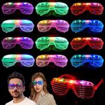 Mikulala 12Pcs Light Up Glasses,Shutter Shades LED Glasses Rave Party Set,Rave Glasses Festival Accessories,Neon Glasses Glow in the Dark Light Up Toys for Adults Wedding