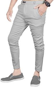 Ezee Sleeves Men's Casual Lycra Stretchable Less Weight Pants for Men Slim Fit Wear Trousers for Outdoor/Fashion Dress Trouser with Expandable Waist LT.Gray PANT-34