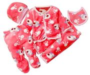 Fancy Walas Presents New Born Baby Winter Wear Clothes 5Pcs Sets Cotton Boys Girls Unisex Fleece/Falalen or Flannel Suit Infant (0-6 Months, Red)