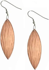 Copper Bark Leaf Drop Earrings - Handmade Copper Earrings - Jewelry Gifts for 7th Wedding Anniversary