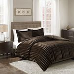 Madison Park Duke King/Cal King Size Bed Comforter Set - Chocolate, Solid – 3 Pieces Bedding Sets – Faux Fur Plush Bedroom Comforters