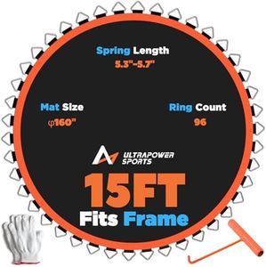 Ultrapower Sports Trampoline Mat Replacement 15FT Replacement Trampoline Mat 15 FT 96 Rings Jumping Mat for 96 Springs 5.3"-5.7" Spring 10 Row Stitch Anti-UV Wear-Resistant Hook Gloves Parts