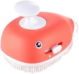 WJCCLYJC Deshedding Dog Bath Brush with Shampoo Dispenser - 2-in-1 Shower Hose Attachment for Dogs, Adjustable Handle for Kids and Adults, Includes Silicone Scrubber for Easy Washing (Pink)