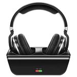 Wireless TV Headphones, 2.4GHz Digital Over-Ear Stereo Wireless Headphones for TV Listening 30M Distance 20Hours Charging Dock Rechargeable Black