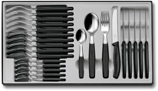 Victorinox Classic, Profi Tafelbesteck, 24-teilig, Extra Scharfe Klinge, Wellenschliff, 11 cm, Rostfreier Stahl, schwarz