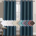 H.VERSAILTEX Blackout Curtain 108 Inches Long for Bedroom/Living Room Thermal Insulated Grommet Linen Look Curtain Drapes Primitive Textured Burlap Effect Window Drapes 1 Panel - Heather Navy