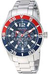 Nautica Men's Quartz Resin Silicone Watch, Silver/Blue/Red