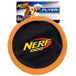 Nerf Dog Zone Flyer Dog Toy, Frisbee, Lightweight, Durable and Water Resistant, Great for Beach and Pool, 10.5 inch Diameter, for Medium/Large Breeds, Single Unit, Orange/Black