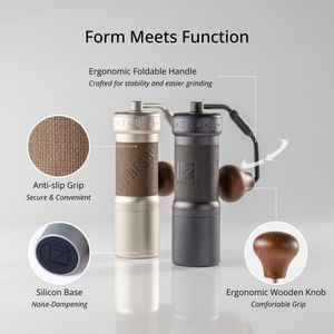 1Zpresso K-Ultra Manual Coffee Grinder Silver – Stainless Steel Burr, Foldable Handle, Adjustable Settings, Carrying Case