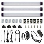 AIBOO Under Cabinet Lighting Kit LED Light Bar with LED Dimmer Switch for under shelf lighting, bookcase lighting, led showcase lighting (3 Packs, Daylight White)